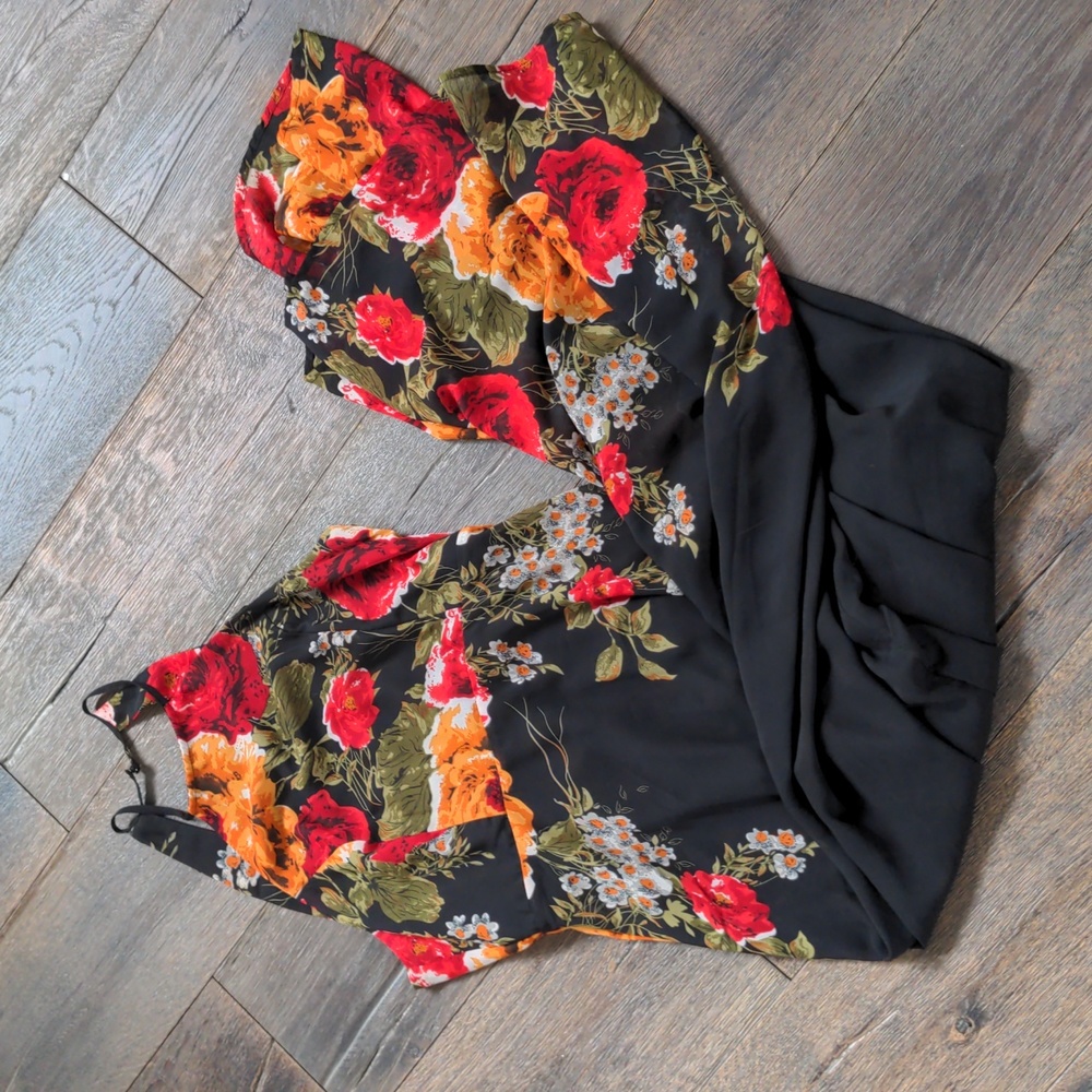 beautiful fall floral dress black medium